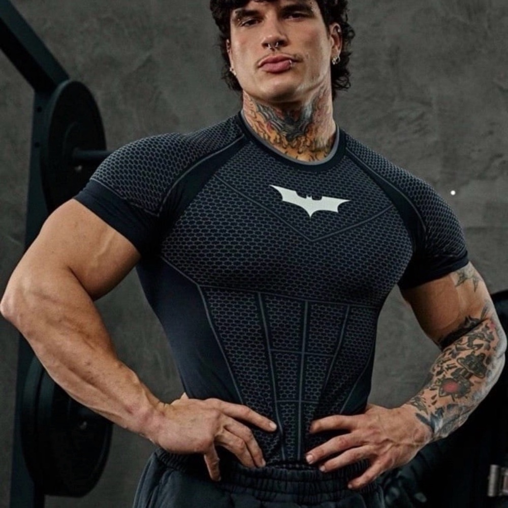 YOUNGLA X BATMAN Black Compression Tee
